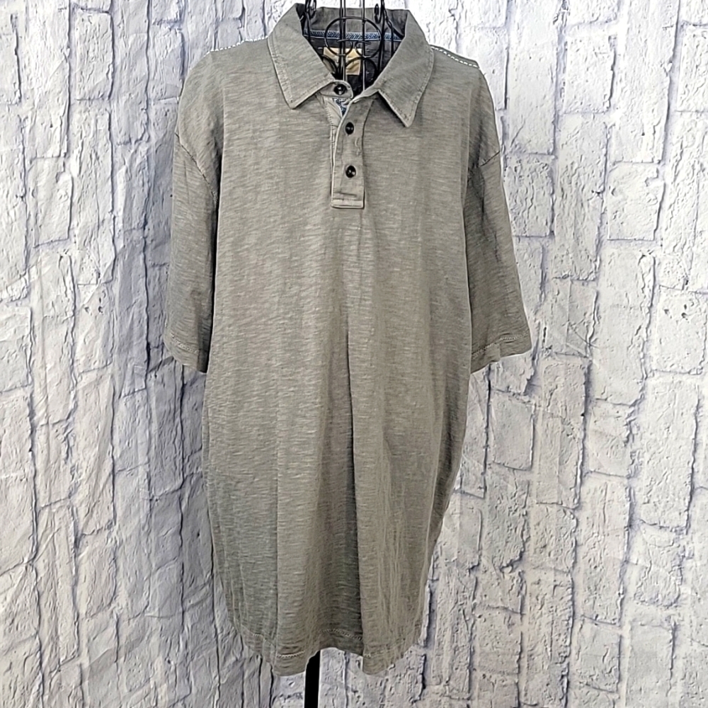 TRUE GRIT 3 Button Up Short Sleeves Gray Polo‎ Men's Shirt XXL